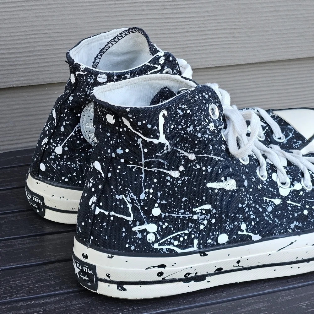 Converse Chuck 70 High Archive Paint Splatter x Black White 8.5 -10.5 Hi A01171C - Picture 2 of 16